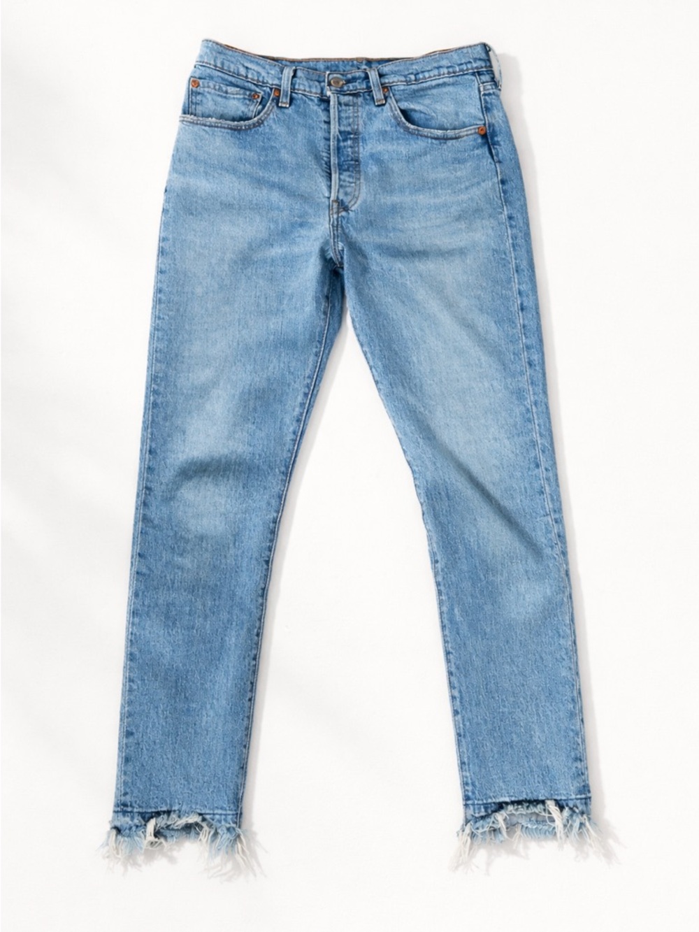 Levi’s 501 Original Jeans Light Wash Button Fly Frayed Hem 99% Cotton 30x28